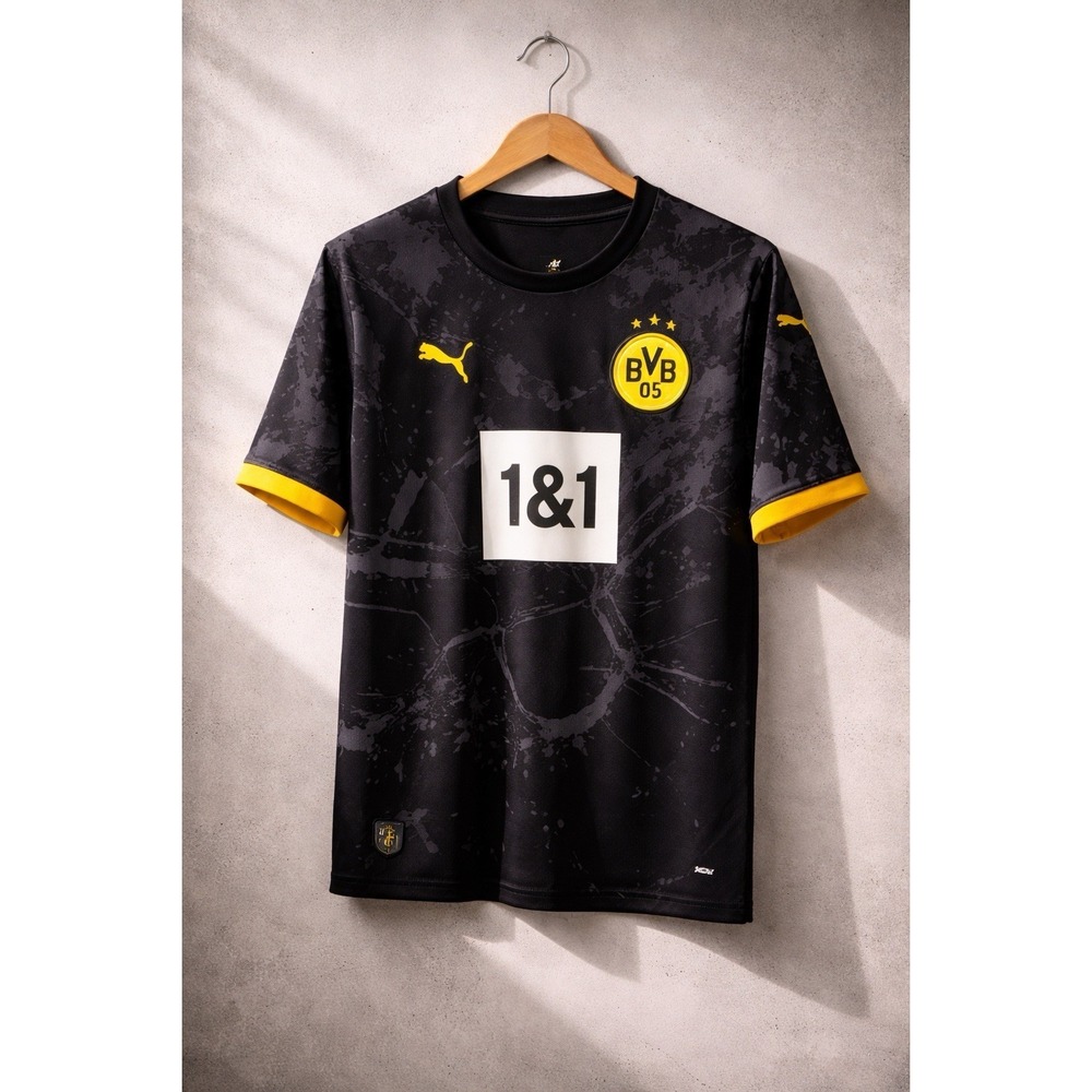 Puma Borussia Dortmund BVB 09 Black Away 2022-23 Soccer Jersey Sz M - Picture 2 of 7